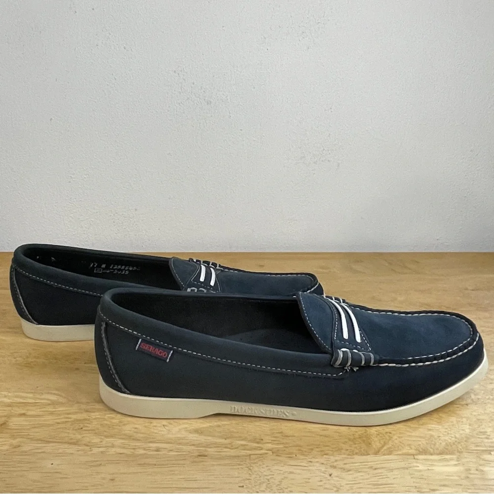 Sebago Docksides Men's Navy Blue and White Boat Shoes Loafers Size 11N